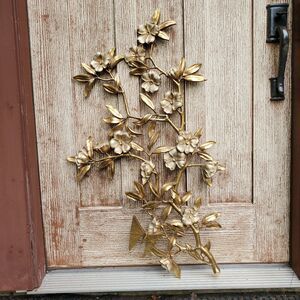 Vintage Syroco 4562 Gold Floral Dogwood Butterfly Wall Hanging 36" x 22"